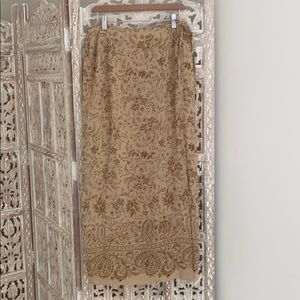 Talbots Pure Silk Paisley Tan Wrap Skirt